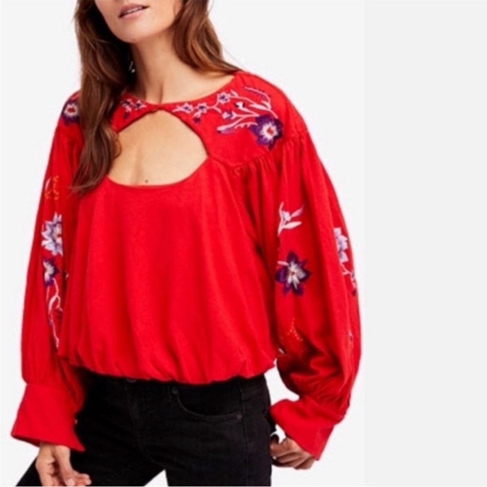 Free People long sleeve boho top